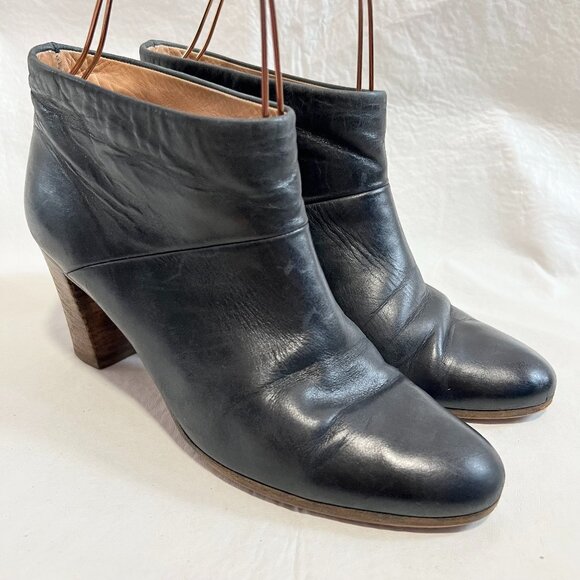 Maison Margiela boots EU 38.5 US womens 8.5 black leather block heel ankle short - Picture 1 of 13